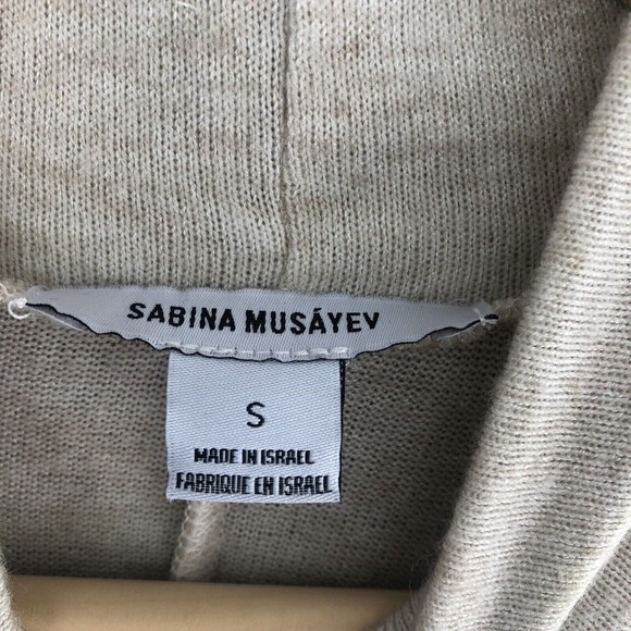 Sabina Musayev Women’s Ivory Ruched Sylvia Sweater Size Small Heather Rib Knit - Picture 4 of 5